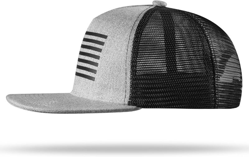 UALON Baseball Cap, Snapback Trucker Hat for Men & Women with American Flag and Adjustable, Breathable Mesh, Flat Bill Hats - Image 4